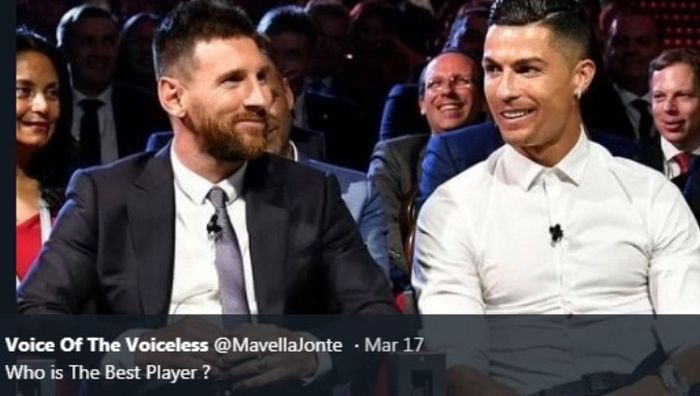 Lionel Messi dan Cristiano Ronaldo saat bertemu dalam acara UEFA.
