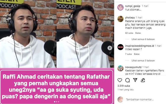 Posting-an akun IG @rumpi_gosip