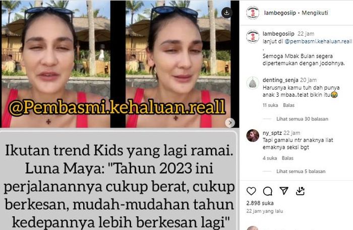 Postingan akun @lambegosiip