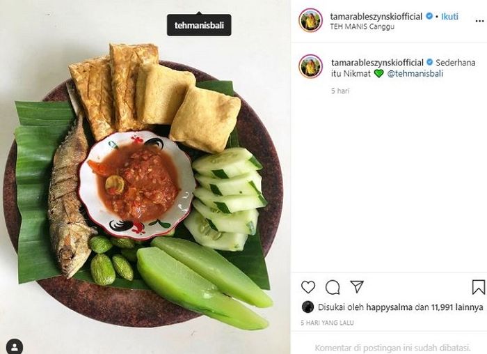 Unggahan Tamara Bleszynski di Instagram