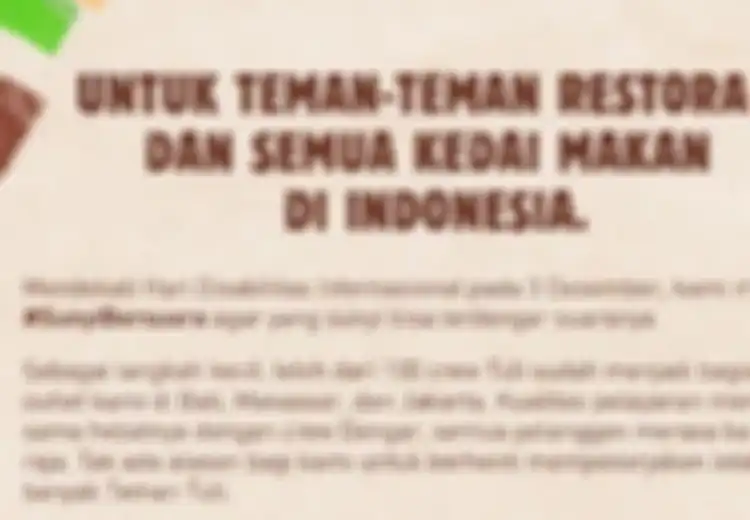 Sunyi Bersuara, Surat Terbuka Burger King Indonesia untuk Promosikam Perekrutan ORang dengan Disabilitas