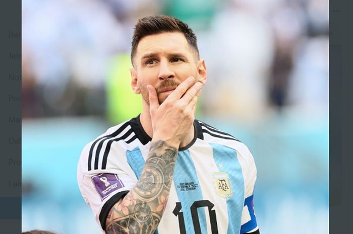 Lionel Messi, kapten timnas Argentina saat dikalahkan Arab Saudi di babak penyisihan Grup C Piala Dunia 2022 Qatar, Selasa (22/11/2022).