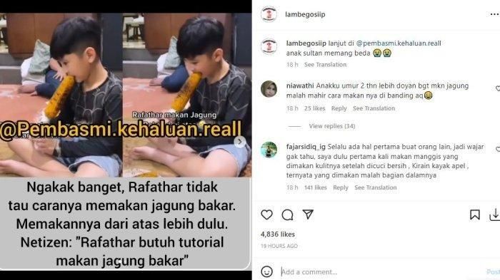 Tak tahu cara makan jagung bakar, aksi Rafathar jadi sorotan