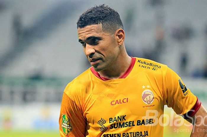 Alberto Goncalves saat masih membela Sriwijaya FC di Liga 1 musim 2018.