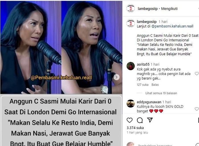 Postingan akun @lambegosiip