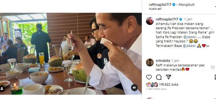 Posting-an Raffi Ahmad yang makan siang bareng Presiden Jokowi
