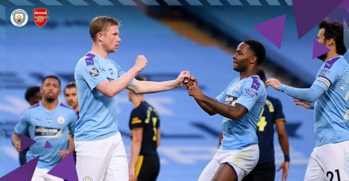 TWITTER.COM/MANCITY
Duel Manchester City versus Arsenal di Etihad Stadium, Rabu (17/6/2020).