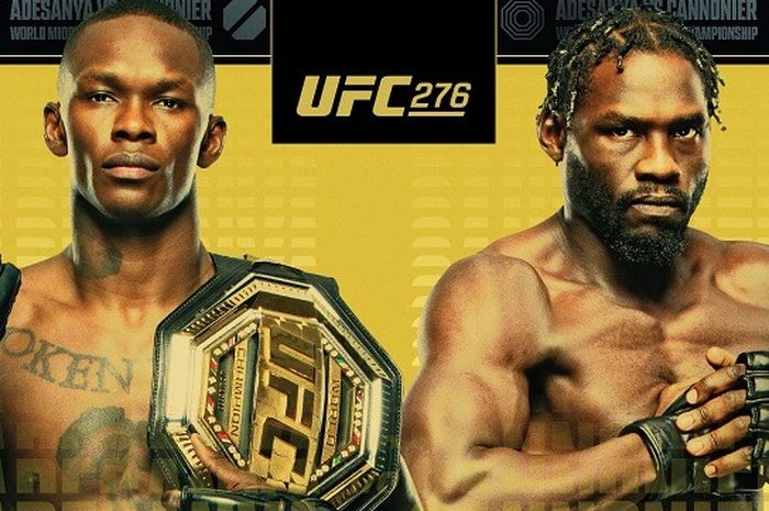 Poster pertarungan Israel Adesanya vs Jared Cannonier di UFC 276 pada 2 Juli 2022.