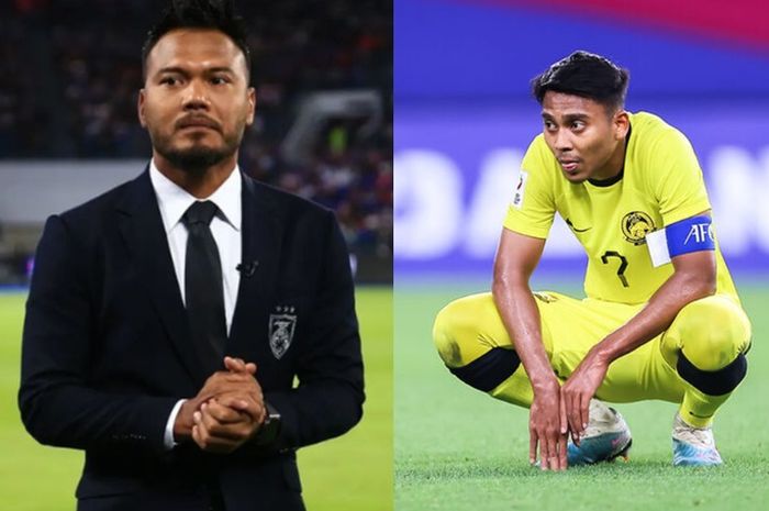 Mantan bintang Malaysia Safee Sali mengecam kapten Timnas U-23 Malaysia Mukhairi Ajmal (kanan) seusai gagal total di Piala Asia U-23 2024. 