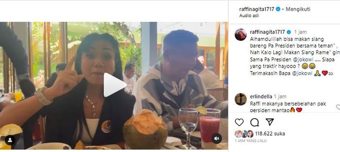 Nirina Zubir dan Gading Marten dalam posting-an video yang diunggah Raffi Ahmad