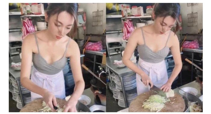 Lin Tong saat menyiapkan bahan untuk membuat nasi goreng