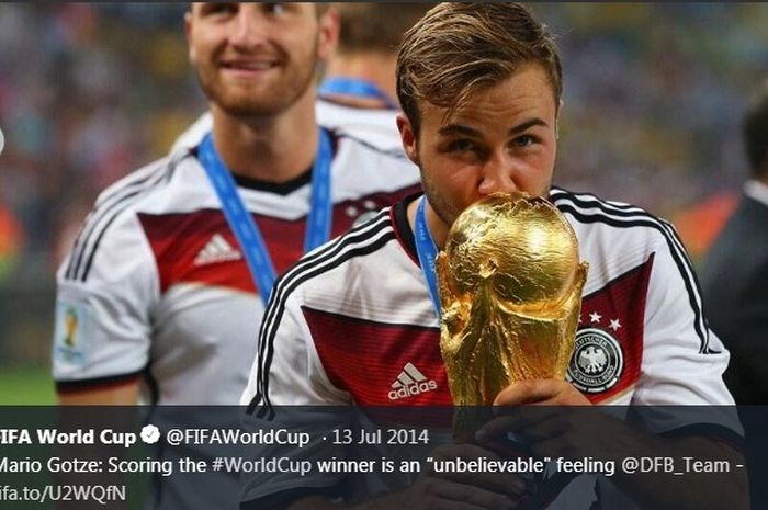 Mario Goetze saat menjuarai Piala Dunia 2014 bersama timnas Jerman.