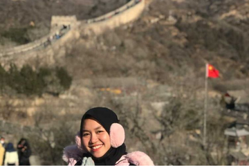 Pramesty Ardita Cahyani atau yang akrab disapa Memes, saat berfoto di China.