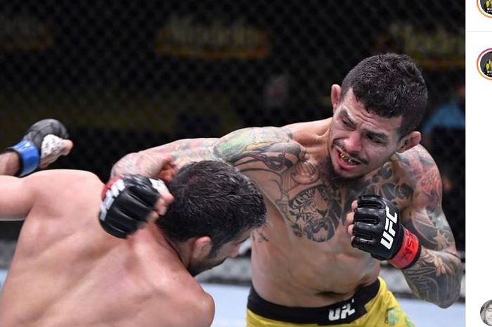 Jagoan UFC, Diego Ferreira (kanan) saat beraksi di oktagon.