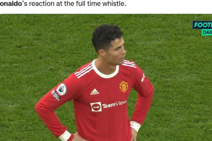 Ekspresi kekecewaan Cristiano Ronaldo usai Mancheste United ditahan imbang Watford 0-0.