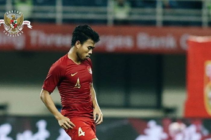 Bek timnas U-23 Indonesia, Nurhidayat, saat membela timnas di CFA International Tournament 2019.