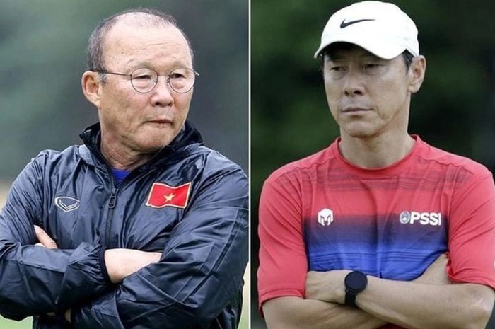 Park Hang-seo (kiri) dulu menjadi keajaiban Vietnam, tapi kini dikalahkan Shin Tae-yong setelah membawa Timnas U-23 Indonesia tampil fenomenal di Piala Asia U-23 2024.