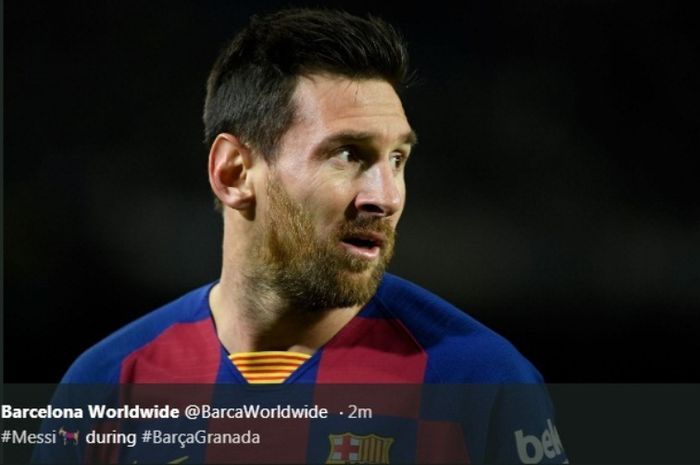 Megabintang Barcelona, Lionel Messi, dalam laga kontra Granada di Camp Nou, Minggu (19/1/2020).