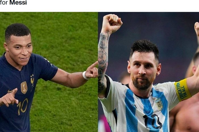 Kylian Mbappe (kiri) dan Lionel Messi (kanan), akan saling bertemu di final Piala Dunia 2022