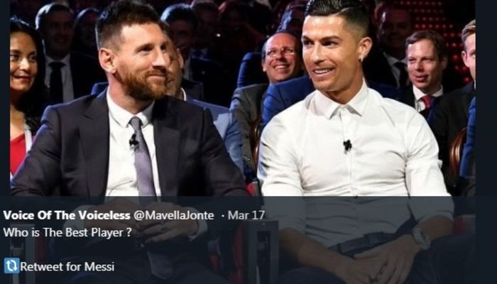 Lionel Messi dan Cristiano Ronaldo saat bertemu dalam acara UEFA.