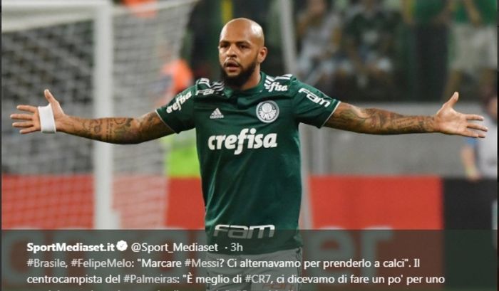 Mantan gelandang Inter Milan, Felipe Melo, yang kini membela Palmeiras.