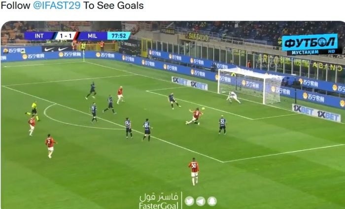 Proses gol Olivier Giroud ke gawang Inter Milan.