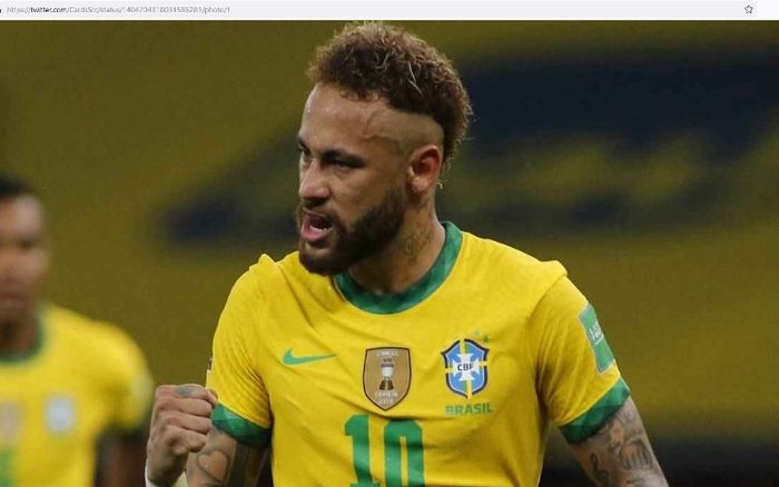 Striker timnas Braisl, Neymar, merayakan gol ke gawang Venezuela pada laga Copa America 2021.