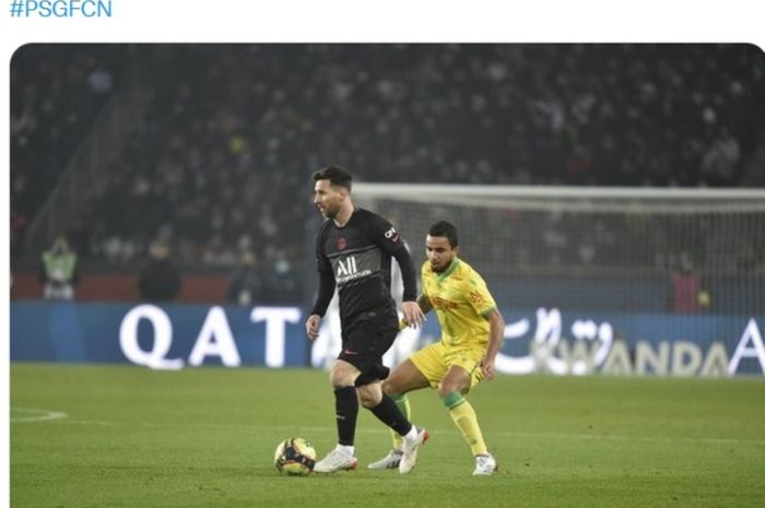 Aksi Lionel Messi saat PSG menjamu Nantes.