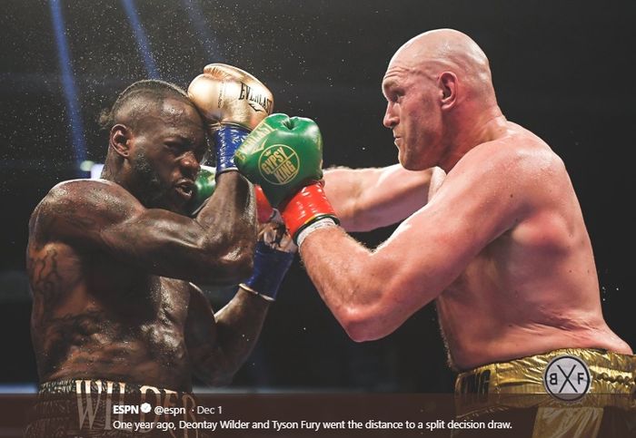 Deontay Wilder (kiri) dan Tyson Fury (kanan). 