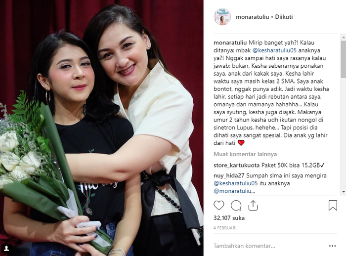 Mona Ratuliu sering dikira ibu kandung Kesha Ratuliu