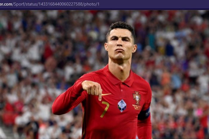 Megabintang timnas Portugal, Cristiano Ronaldo, merayakan gol ke gawang timnas Irlandia dalam laga Kualifikasi Piala Dunia 2022 zona Eropa pada Kamis (2/9/2021) pukul 01.45 WIB di Stadion Algarve. 
