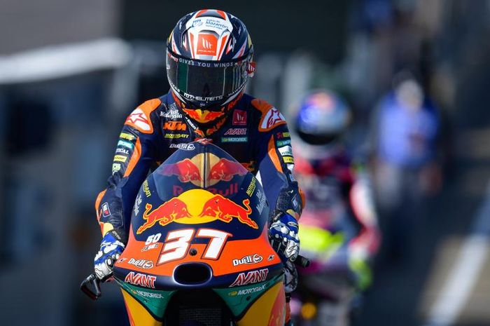 Pedro Acosta tampil mengensankan dan mengamankan posisi teratas di sesi Warm-up Moto3 Jerman 2021, Minggu (20/06/2021).