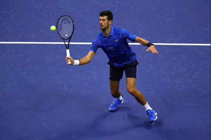 Petenis nomor satu dunia, Novak Djokovic, ketika berlaga di babak kedua US Open 2019 Rabu (28/8/2019) waktu setempat.