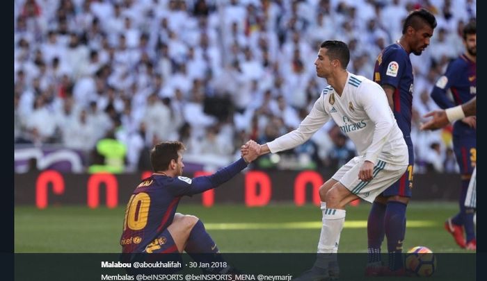 Lionel Messi dan Cristiano Ronaldo saat masih bertanding dalam duel bertajuk El Clasico.