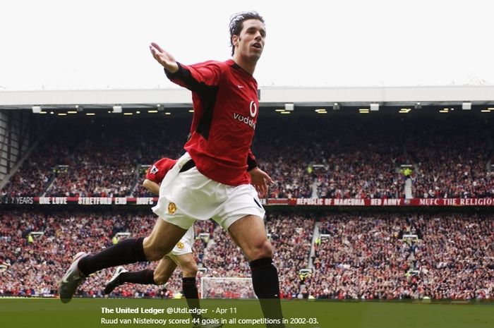 Striker asal Belanda, Ruud van Nistelrooy, saat mengenakan seragam Manchester United.