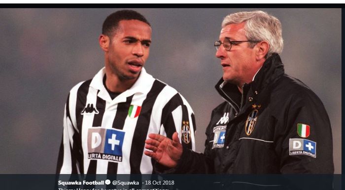 Thierry Henry dan Marcello Lippi saat memperkuat Juventus.