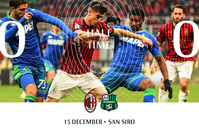 Hasil babak pertama AC Milan vs Sassuolo di pekan ke-16 Liga Italia 2019-2020 