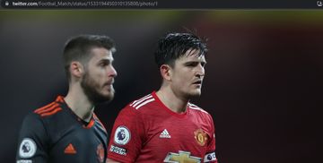 Dua pemain Manchester United, David de Gea dan Harry Maguire.