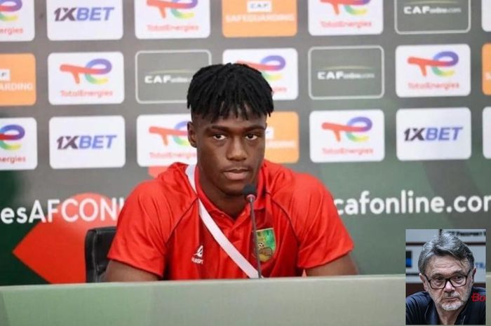 Striker Timnas U-23 Guinea Algassime Bah siap meladeni Timnas U-23 Indonesia dalam laga play-off perebutan tiket Olimpiade Paris 2024 pada 9 Mei 2024. Philippe Troussier (insert) menyebut Indonesia akan kesulitan.