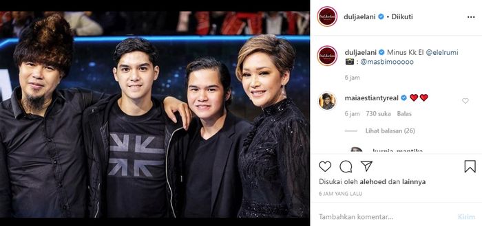 Unggahan foto Dul Jaelani bersama Al Ghazali, Ahma Dhani, dan Maia Estainty.