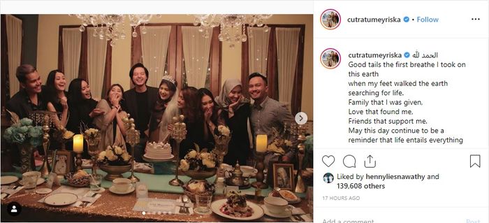 Cut Meyriska unggah momen perayaan ulang tahunnya