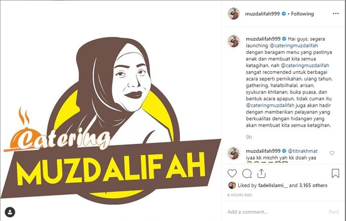 Muzdalifah kini buka usaha catering