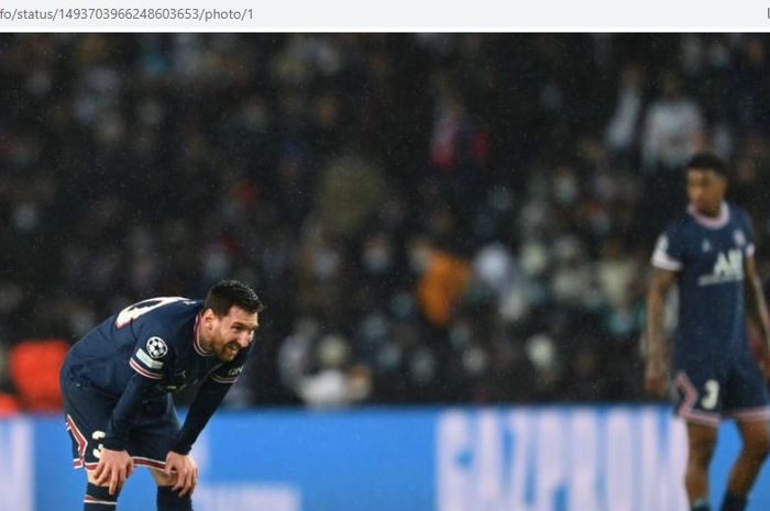 Megabintang Paris Saint-Germain, Lionel Messi, gagal mencetak gol lewat penalti pada laga leg pertama babak 16 besar Liga Champions 2021-2022 melawan Real Madrid di Stadion Parc des Princes, Selasa (15/2/2022).