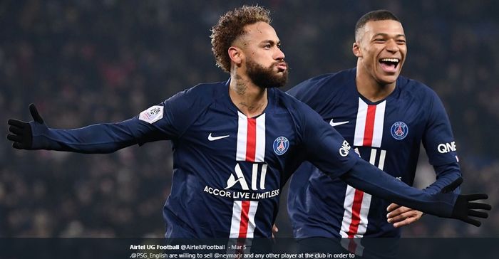 Penyerang Paris Saint-Germain, Neymar dan Kylian Mbappe.