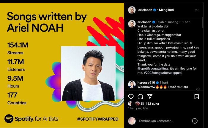 Postingan Ariel NOAH