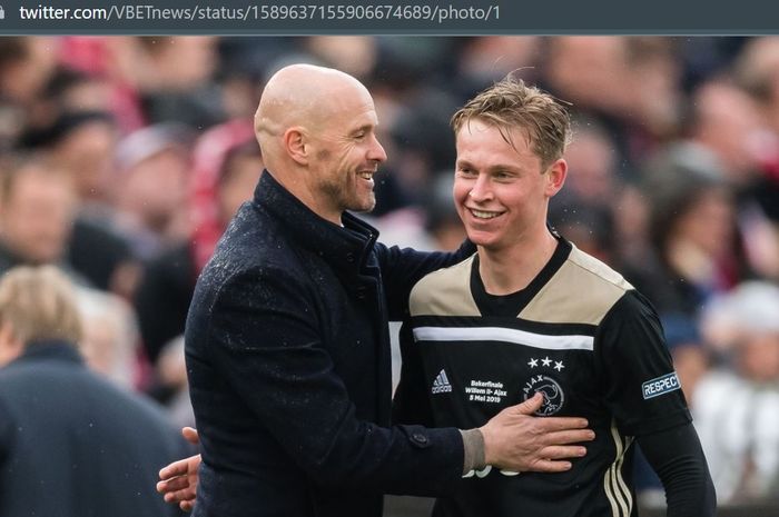 Frenkie de Jong dan Erik ten Hag saat masih sama-sama berada di Ajax Amsterdam.