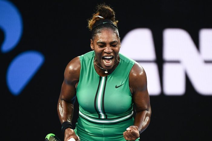 Ekspresi Serena Williams saat menjalani laga babak 16 besar Australian Open 2019 kontra Simona Halep