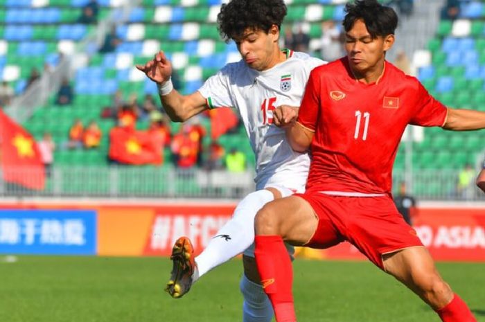 Suasana pertandingan antara Timnas U-20 Vietnam melawan Iran.