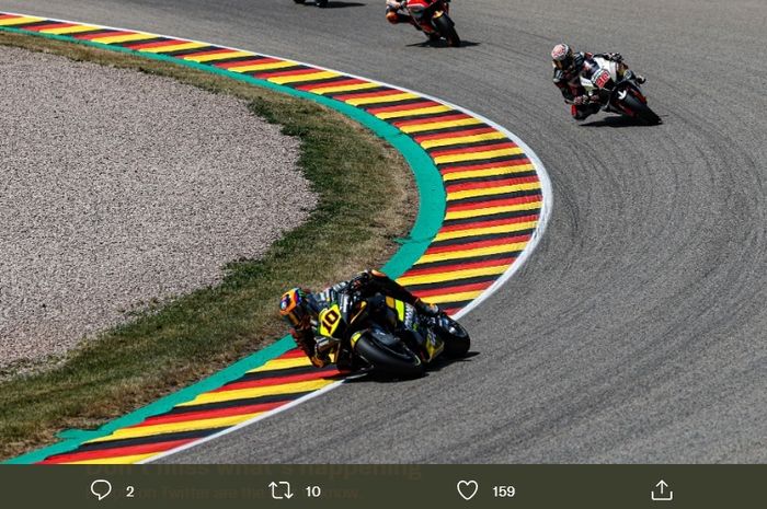 Adik Valentino Rossi, Luca Marini kala beraksi pada MotoGP Jerman 2022 (19/6/2022) di Sirkuit Sachsenring.