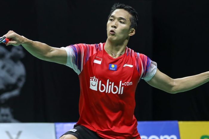 Pebulu tangkis tunggal putra, Jonatan Christie pada sesi pagi PBSI Home Tournament di pelatnas Cipayung, Jakarta, Rabu (8/7/2020).